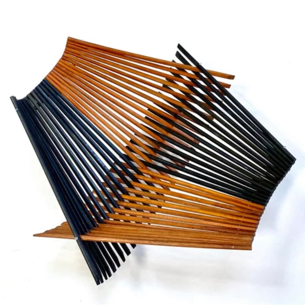 NEW! CHOPSTICK ART modern folding basket made with recycled chopsticks